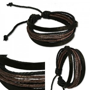 SilberDream Bracelet de Cuir Surfeur style Couleur noir, marron Taille depuis 17cm Bracelet pour homme LA1028S